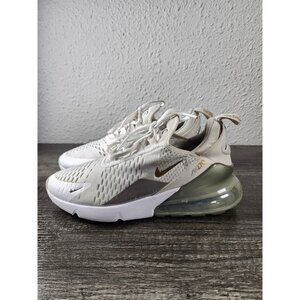 Nike Air Max 270 ESS White Metallic Gold Silver DM3080-100 Wmns Sz 8